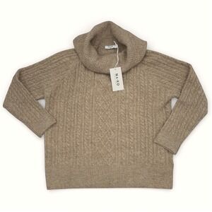 NA-KD Cable Knit Turtleneck Sweater Beige Melange M Chunky Cozy NWT Scandinavian